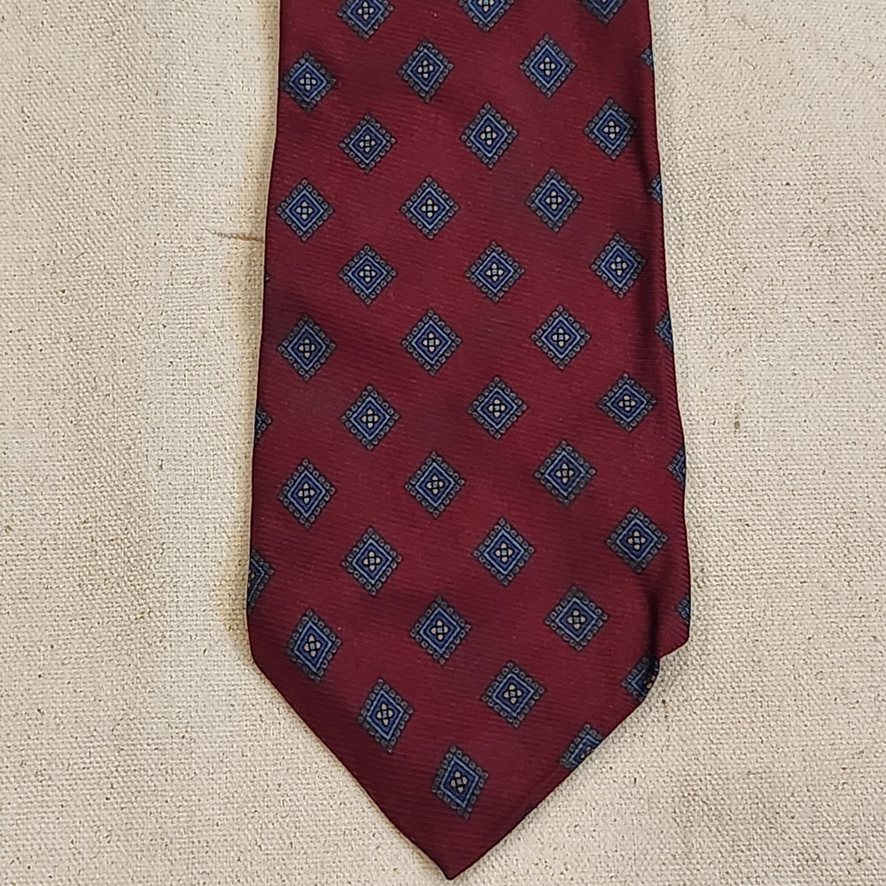 Robert Talbott for Nordstrom Silk Tie Burgundy Geometric Diamond Print Men's